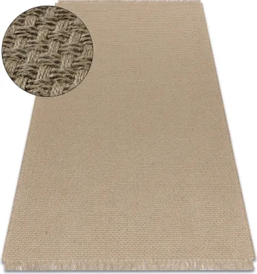 Immagine prodotto di Tappeto JUTA 3731 beige scuro un colore - juta, tessitura piatta, frange beige 80x150 cm