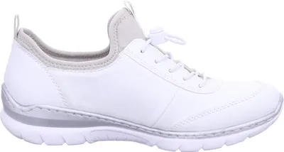 Imagen del producto de Zapatos de mujer Rieker, modelos Alabama, Morelia, Pampl y Scu, tipo zapatillas, color blanco, para uso casual