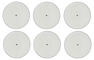 Produktbild von 6er Set Untertassen HEART weiß mit schwarzem Rand 15cm Bastion Collections