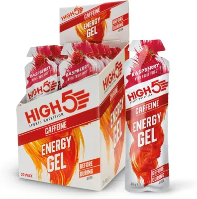 Immagine prodotto di HIGH5 Energy Gel con caffeina – Fragola – 20 confezioni da 40 g – Gel energetico con carboidrati
