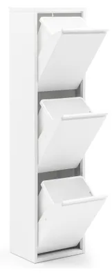 Betten-ABC Refina Mehrzweckschrank – Platzsparender Mülltrenner Mit 3x15L Eimern (weiß, Metall)