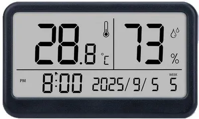 Obrázek produktu pro Elektronický vlhkoměr a teploměr, digitální displej, magnetický, mini, černý, vhodný do auta a dětského pokoje