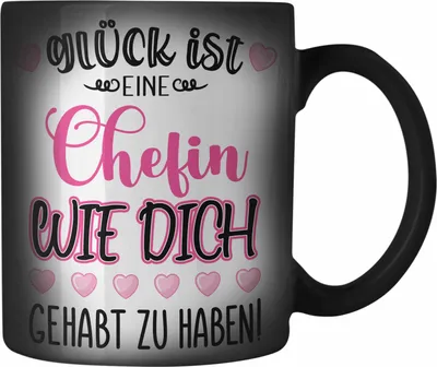 Produktbild von Trendation - Chefin Abschiedsgeschenk Abschied Chefinnen Farbwechsel Zauber-Tasse mit Spruch Grossartige Chefin Geschenkidee (Schwarz)