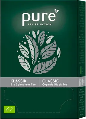 A box of PURE Tea Selection Klassik Organic Black Tea.
