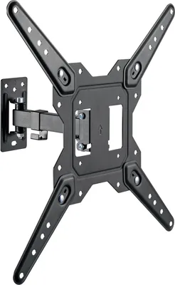 A black metal TV wall mount is shown against a white background.