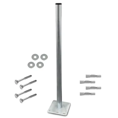 Produktbild von ARLI Standfuss 1m mit Sat Mastfuß + Schrauben & Dübelset (4x Schrauben + 4x Unterlegscheibe + 4x Dübel)