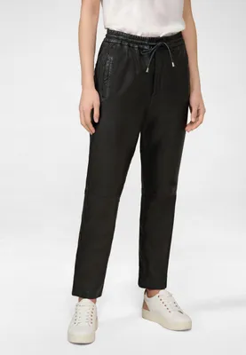 Image de Pantalon en cuir pour femme Jogger en cuir Ricano EMILIA - Noir / L