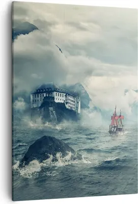 Produktbild von Bild auf Leinwand - Leinwandbild - Einteilig - Sturm Berge Segelschiff - 50x70cm - Wand Bild - Wanddeko - Wandbilder - Leinwanddruck - Wanddekoration - Leinwand bilder - Wandbild - PA50x70-4208