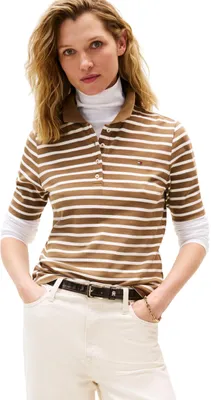 Produktbild von Tommy Hilfiger Damen Poloshirt Kurzarm 1985 Pique Regular Fit, Braun (Hunter Bro