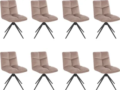 Produktbild von HOME DELUXE - Esszimmerstuhl NODA - 8er Set, Farbe: Samt Hellbraun - 360 Grad drehbar, weiche Polsterung, bis 120 kg belastbar I Küchenstuhl Speisestühle Esszimmerstühle