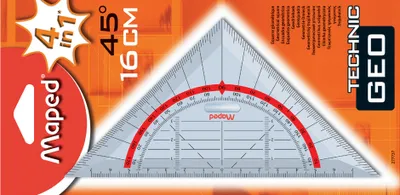 Produktbild von Maped Geodreieck Technic Hypotenuse: 160 mm 4 in 1: Winkel mit Millimeterteilung