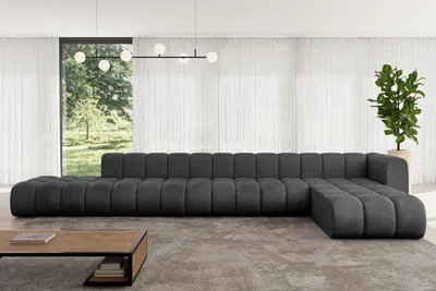 Produktbild von ALTDECOR Modulares Sofa Ecksofa in L-Form - Zuvon-L3 - 478x177x70 cm Schwarz - Corner modular Sofa Eckcouch Couch Wohnlandschaft Cauchsofa Bodensofa Polstersofa