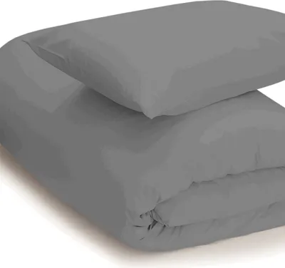 Image de Housse de couette en percale Belledorm, facile d'entretien BM169 (lit simple) (Gris)