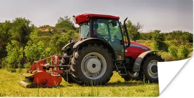 Produktbild von MuchoWow® Poster Traktor - Rot - Natur - Grün - Landleben 160x80 cm - Foto Poster