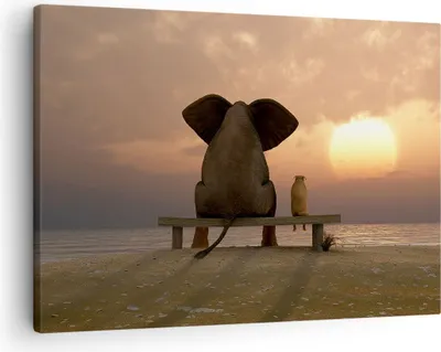 Produktbild von Bild auf Leinwand - Leinwandbild - Elefant Ufer Meer - 70x50cm - Wand Bild - Wanddeko - Wandbilder - Leinwanddruck - Bilder - Kunstdruck - Wanddekoration - Leinwand bilder - Wandkunst - AA70x50-3555
