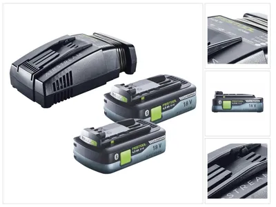Produktbild von Festool Energie Set 2x BP 18 Li 4,0 Ah HPC-ASI Akkupack 18 V 4,0 Ah HighPower ( 2x 205034 ) + SCA 16 Schnellladegerät 10,8 V - 18 V ( 576953 )