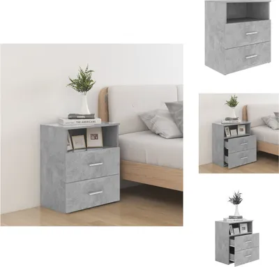 Zdjęcie produktu dla vidaXL Szafka nocna betonowa szara 50x32x60 cm - Szafki nocne