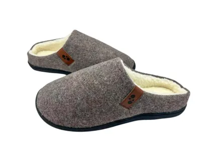 Produktbild von CRELIV Herren Hausschuhe gefüttert, warme Slip-On Pantoffeln für Zuhause, geschlossene Spitze, Dunkelgrau, EU 44–46