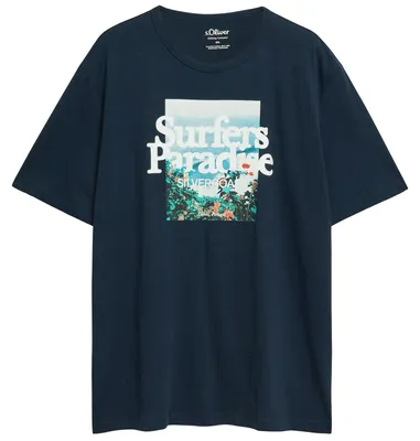 Produktbild von s.Oliver Übergrößen T-Shirt navy Frontprint modisch