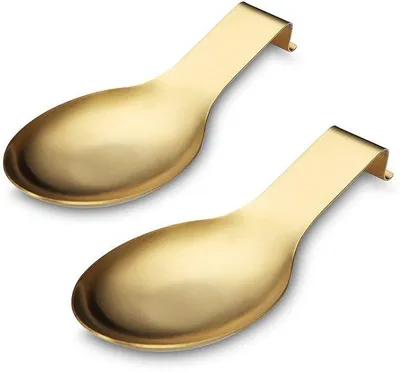 Productafbeelding van Ibenzoa® Luxe set van 2 lepelhouders – gouden roestvrijstalen lepelhouders, mat afwerking, voor een schone en stijlvolle aanrecht, vrij van lood en BPA