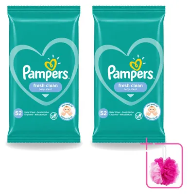Productafbeelding van 2 x Pampers Fresh Clean vochtige doekjes - voordeelverpakking - 2 stuks