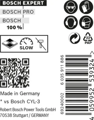 Zdjęcie produktu dla Bosch Expert CYL-9, Wiertarka, Wiertło do betonu, Reguła prawej dłoni, 6 mm, 100 mm, Beton, Plastik, Miękka płytka, Miękkie drewno, Stal