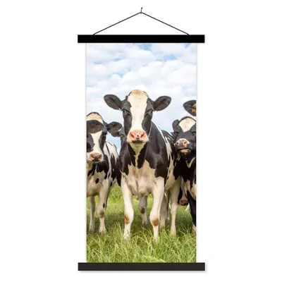 Produktbild von MuchoWow® Textilposter Kühe - Weide - Tiere - Natur - Gras 60x120 cm mit schwarzem Rahmen - Magnete