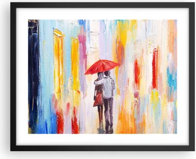 Produktbild von Gerahmtes Poster - Schwarzer Rahmen - Liebhaber Regenschirm - 50x40 cm - Wand Bild - Wanddeko - Wandbilder - Kunstposter - Wandposter - Bilderrahmen - Bilder - Kunstdruck - Wandbild - P2BAA50x40-3692
