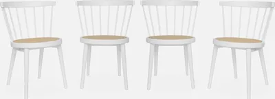 Immagine prodotto di Set di 4 sedie in legno e paglia, Bianco