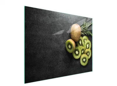 Produktbild von Schneidebrett aus gehärtetem Glas, 52x40 cm, Kiwi-Motiv, rutschfest, hygienisch, spülmaschinenfest