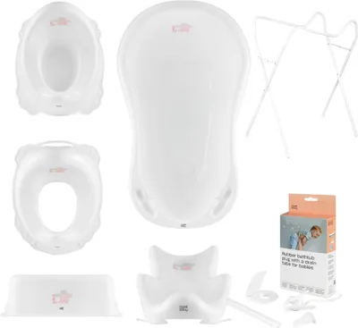 Produktbild von Babywanne, Sitz, Gestell, Schemel, Topf, Toilettensitz, Abfluss – Weiß