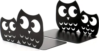 Produktbild von Buchstützen Büchereule 2er-Set, aus Metall, schwarz
