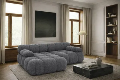 Produktbild von Kaiser Möbel Ecksofa L-form Mini modular, Bouclé-Stoff Abriamo, Dunkelgrau, Links, Selia