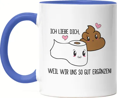 Produktbild von Klopapier Kacke Tasse Blau Sarkasmus Humor Valentinstag Freundin Freund Witzig Geschenkidee Couple Jahrestag