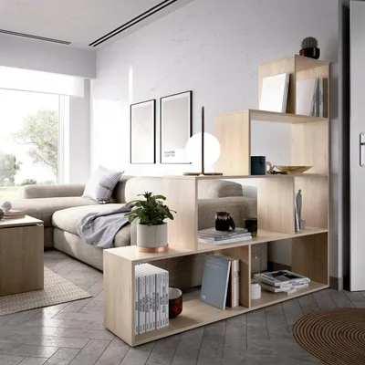 Produktbild von Bücherregal Vancouver, Doppelseitiges Bücherregal mit 6 Einlegeböden, Trennregal mit Bürofächern, 145x29h145 cm, Eiche