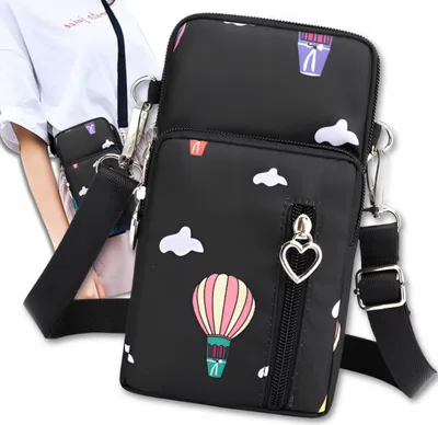 Produktbild von EDIBAZZAR | Clutch Tasche Messenger Bag Handytasche Geldbörse Schultertasche Schwarz 2in1