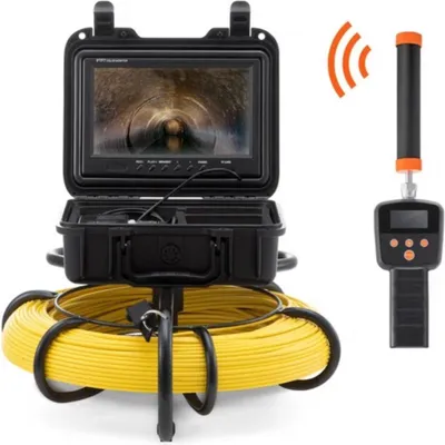 Produktbild von Professionelle Inspektionskamera – Endoskop – 91,5 m Kabel – Inklusive Monitor & Zubehör – Schwarz