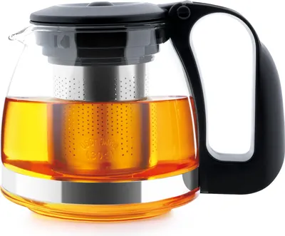 Zdjęcie produktu dla t24 Szklany imbryk z sitkiem ze stali nierdzewnej, 700 ml, czarny