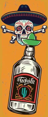 Produktbild von vianmo Holzschild 27x10 cm Totenkopf Tequila Alkohol Essen Trinken