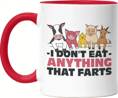 Produktbild von I Don't Eat Anything That Farts Tasse Rot Vegan Vegetarier Plant-Based Geschenkidee Tierwohl Tierleid