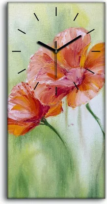 Produktbild von Leinwand Wanduhr Wandkunst Uhr 30x60 Gemälde Blumen Pflanzen Mohnblumen Kunst - schwarze Hände