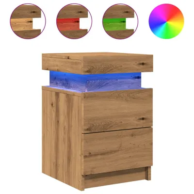 Immagine prodotto di vidaXL Comodini LED 2 pz. Rovere artigianale 35x39x55 cm Materiale a base di legno