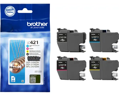 Zdjęcie produktu dla Brother LC-421VAL, Standardowa wydajność, Czarny, Cyjan, Purpurowy, Żółty, 4 szt., 200 stron(y), 200 stron(y), Multipak