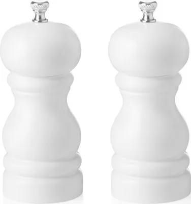 Produktbild von Salzmühle und Pfeffermühle weiß glänzend, 11 cm, Gummibaumholz, Classic Mill 2 tlg. Set
