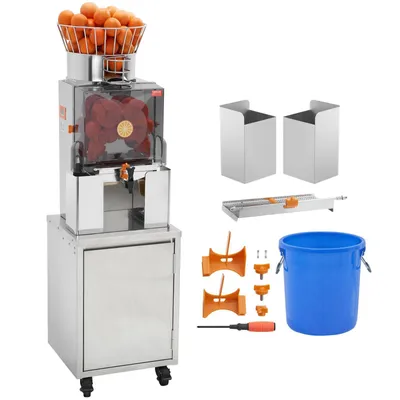 Produktbild von VEVOR Kommerzieller Orangenentsafter, 120-W-Entsafter mit automatischer Zufuhr und Wasserhahn, Entsaftermaschine aus Edelstahl für 25 Orangen/Minute, mit herausziehbarer Filterbox, PC-Abdeckung, 3 Schalenauffangeimer