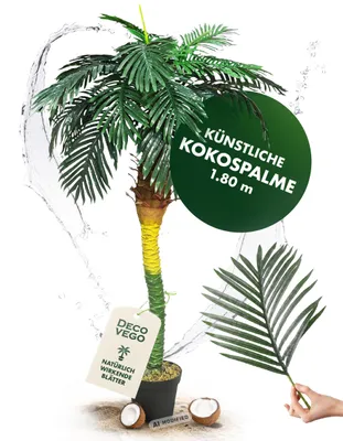 Immagine prodotto di Palmizio Palma Cocco Pianta Albero Artificiale Plastica  180cm Decovego