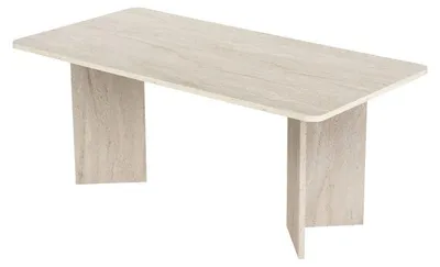 Image de Table à manger Table de salle à manger en bois MDF mélaminé travertin 180 x 90 x 75 cm