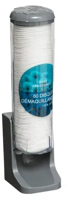 Produktbild von Wattepad-Spender für Kosmetikpads, H. 27 cm, Wandmontage, 80 Pads, hygienische Entnahme