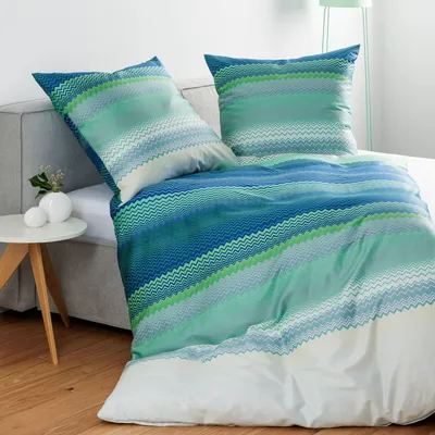 Produktbild von Janine Mako-Satin Bettwäsche moments 98120 blau türkis 135x200 cm + 80x80 cm