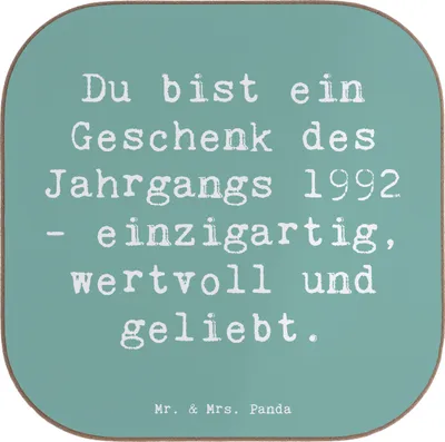 Produktbild von Mr. & Mrs. Panda Untersetzer für Gläser Spruch 1992 Geburtstag Geschenk - Meeresbrise - bieruntersetzer, Happy Birthday, Tasse, Holzuntersetzer, Coaster, Glückwünsche
